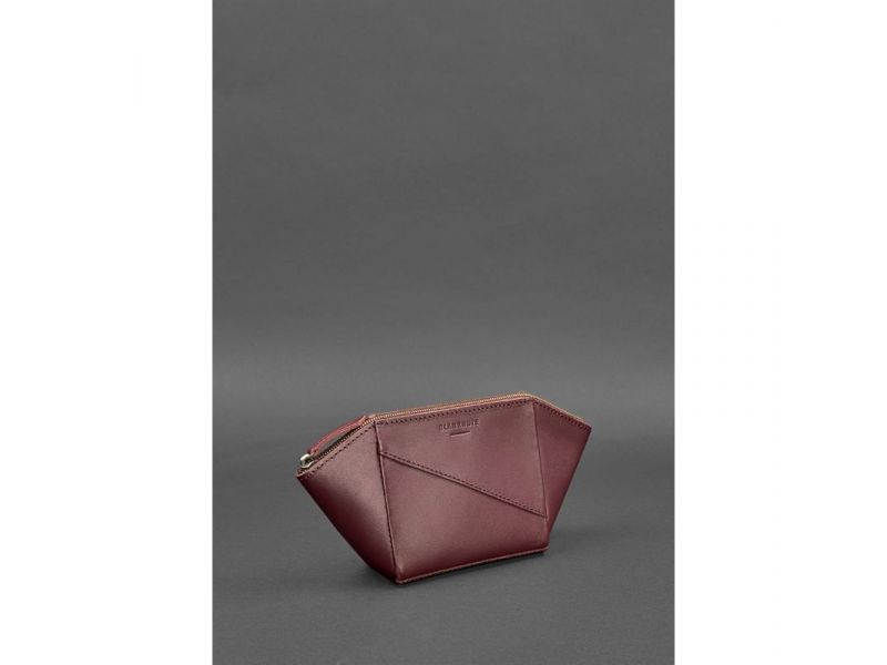 Женская кожаная косметичка 2.0 Бордовая Краст, фото 3