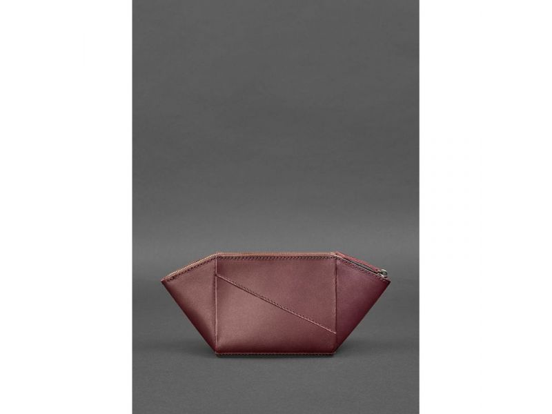 Женская кожаная косметичка 2.0 Бордовая Краст, фото 5