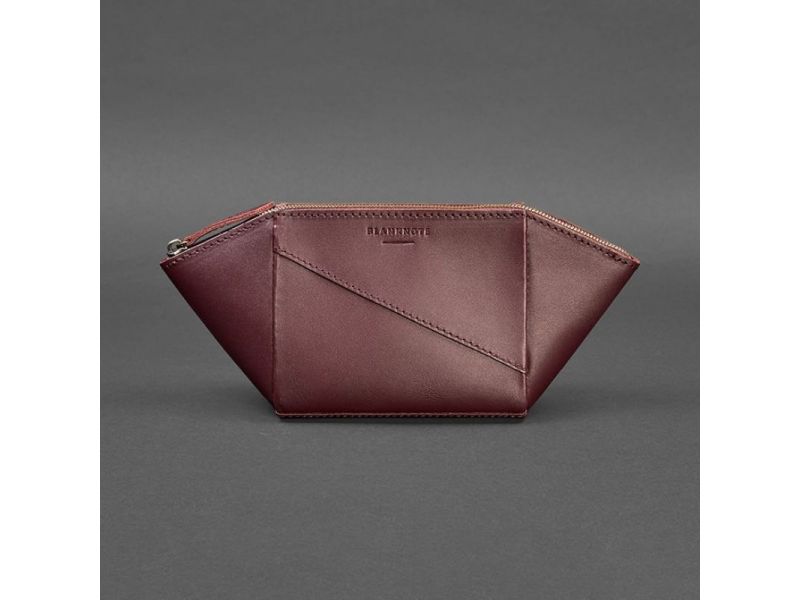 Женская кожаная косметичка 2.0 Бордовая Краст, фото 7