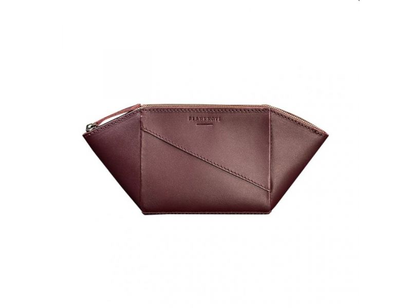 Женская кожаная косметичка 2.0 Бордовая Краст, фото 8