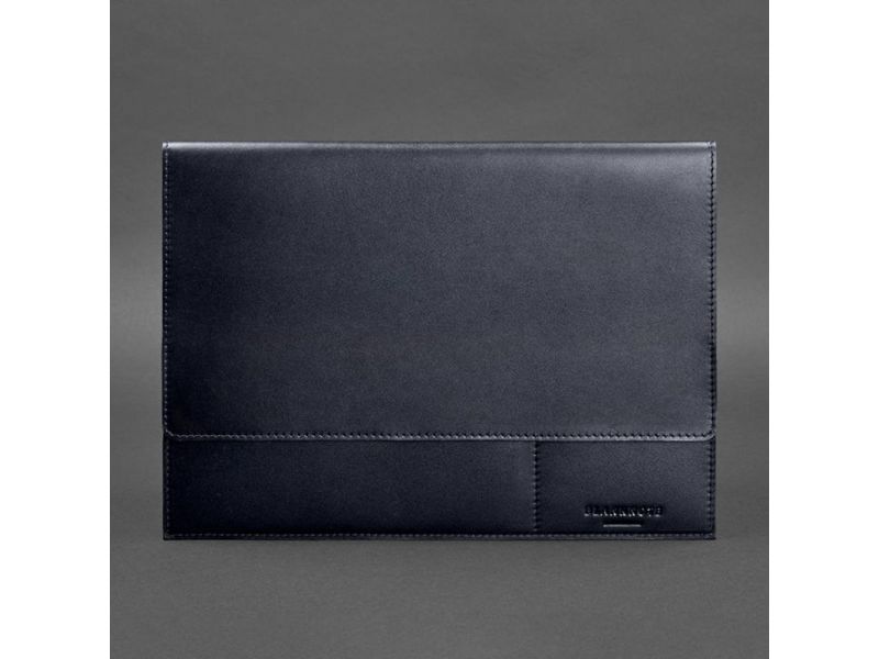 Кожаная папка для документов А4 (на магнитах) темно-синяя, фото 4