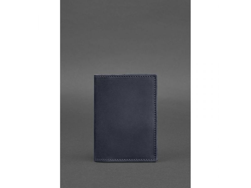 Кожаная обложка для паспорта и военного билета 1.2 синяя Crazy Horse, фото 1