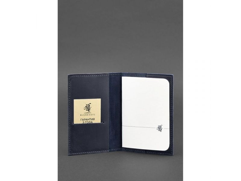 Кожаная обложка для паспорта и военного билета 1.2 синяя Crazy Horse, фото 2
