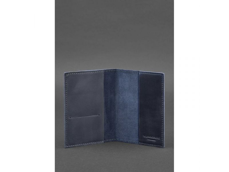 Кожаная обложка для паспорта и военного билета 1.2 синяя Crazy Horse, фото 3