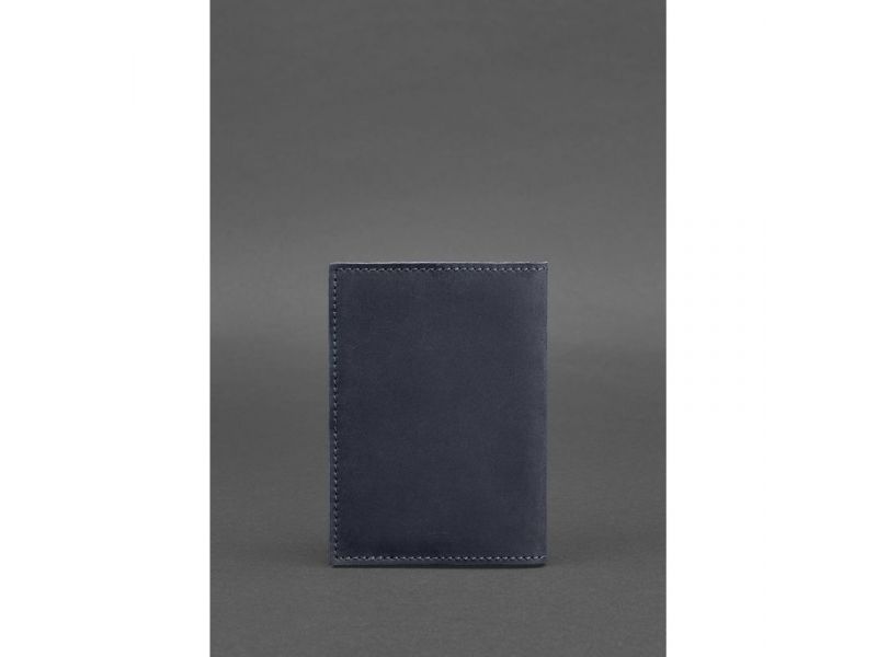 Кожаная обложка для паспорта и военного билета 1.2 синяя Crazy Horse, фото 4