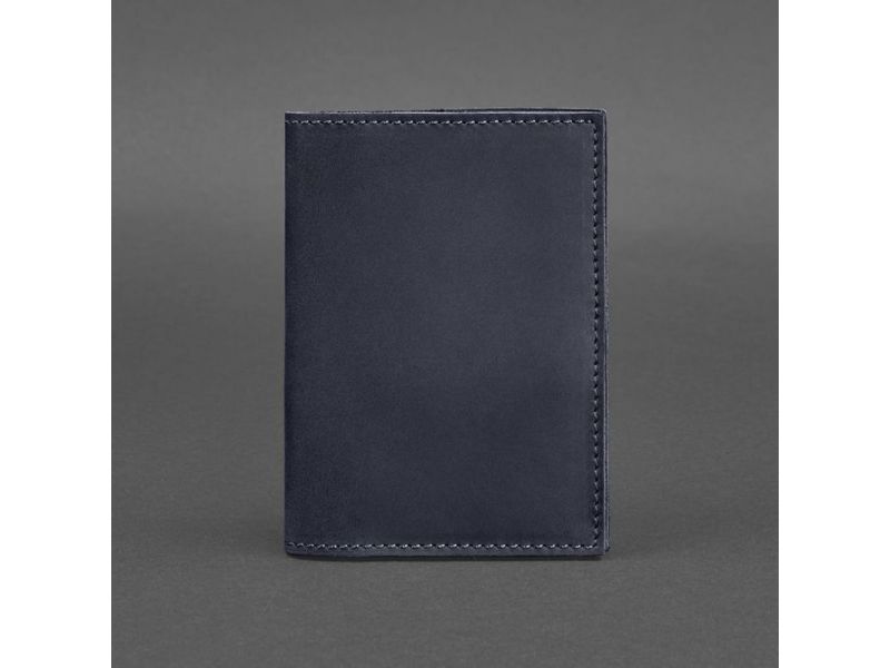 Кожаная обложка для паспорта и военного билета 1.2 синяя Crazy Horse, фото 5