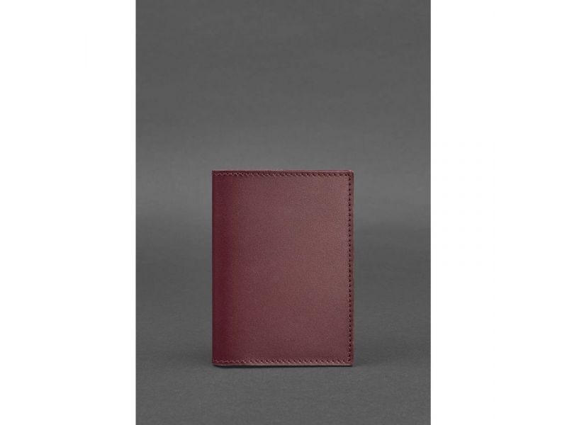 Кожаная обложка для паспорта и военного билета 1.2 бордовая Краст, фото 1