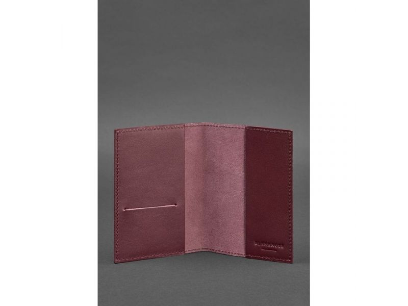 Кожаная обложка для паспорта и военного билета 1.2 бордовая Краст, фото 3