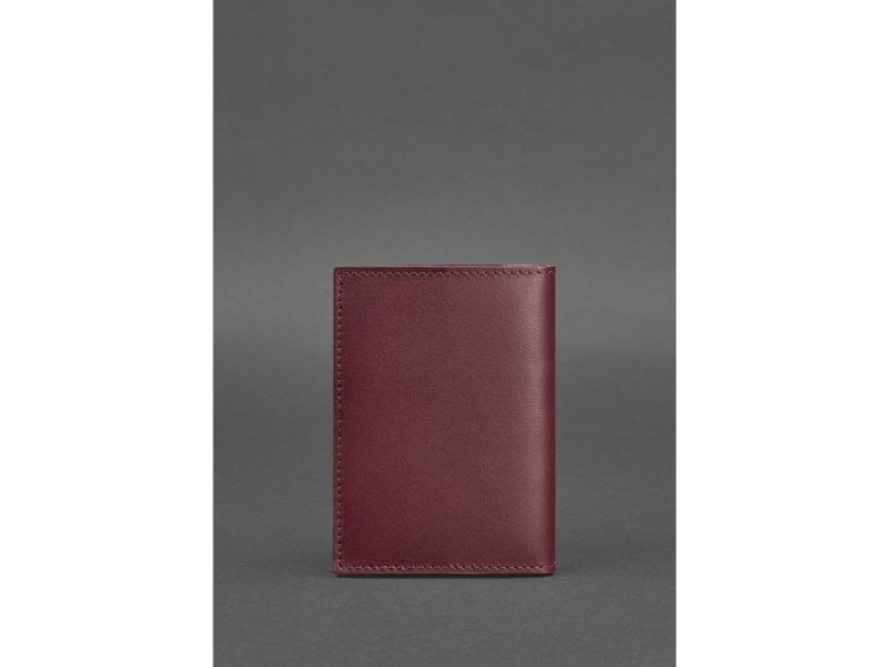Кожаная обложка для паспорта и военного билета 1.2 бордовая Краст, фото 4