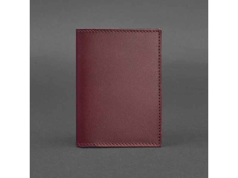 Кожаная обложка для паспорта и военного билета 1.2 бордовая Краст, фото 5