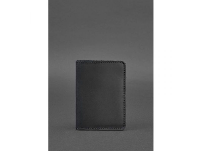 Кожаная обложка для паспорта и военного билета 1.3 черная Crazy Horse, фото 1