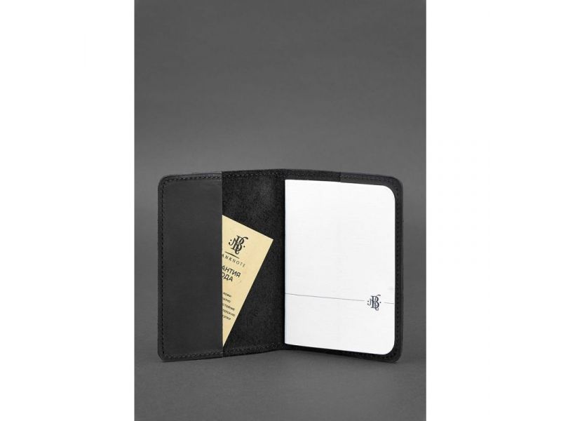 Кожаная обложка для паспорта и военного билета 1.3 черная Crazy Horse, фото 2