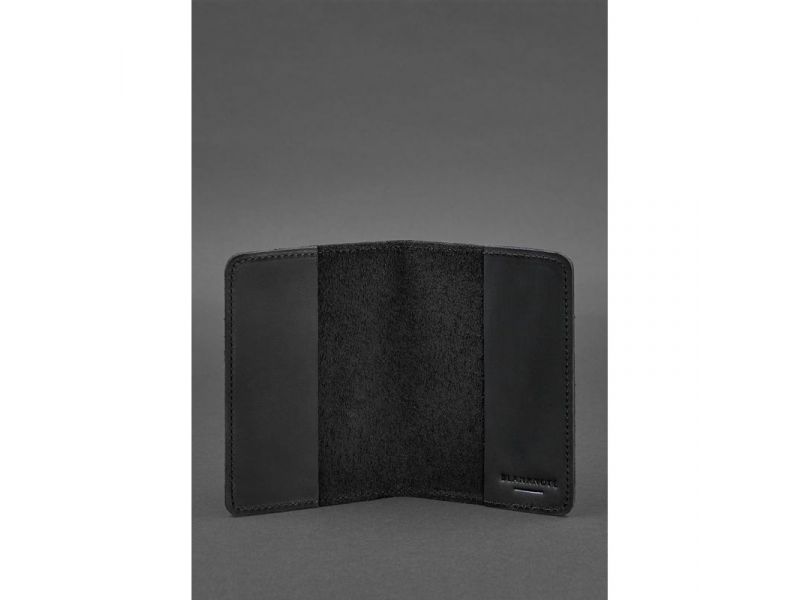 Кожаная обложка для паспорта и военного билета 1.3 черная Crazy Horse, фото 3