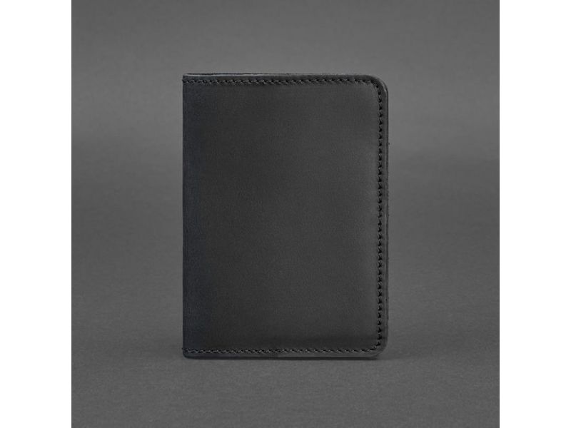 Кожаная обложка для паспорта и военного билета 1.3 черная Crazy Horse, фото 5