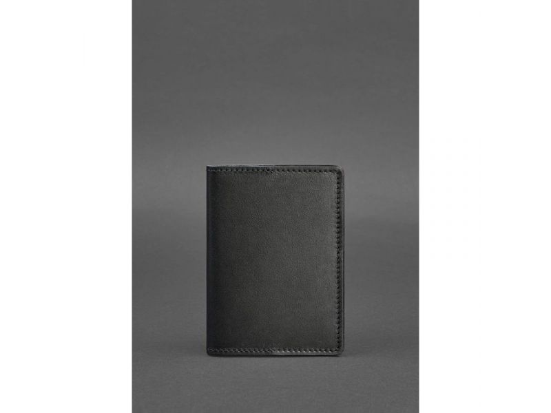 Кожаная обложка для паспорта и военного билета 1.3 черная Краст, фото 1