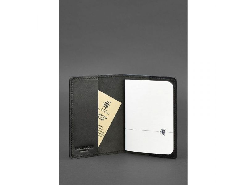 Кожаная обложка для паспорта и военного билета 1.3 черная Краст, фото 2