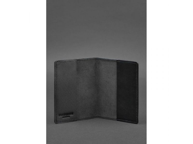 Кожаная обложка для паспорта и военного билета 1.3 черная Краст, фото 3