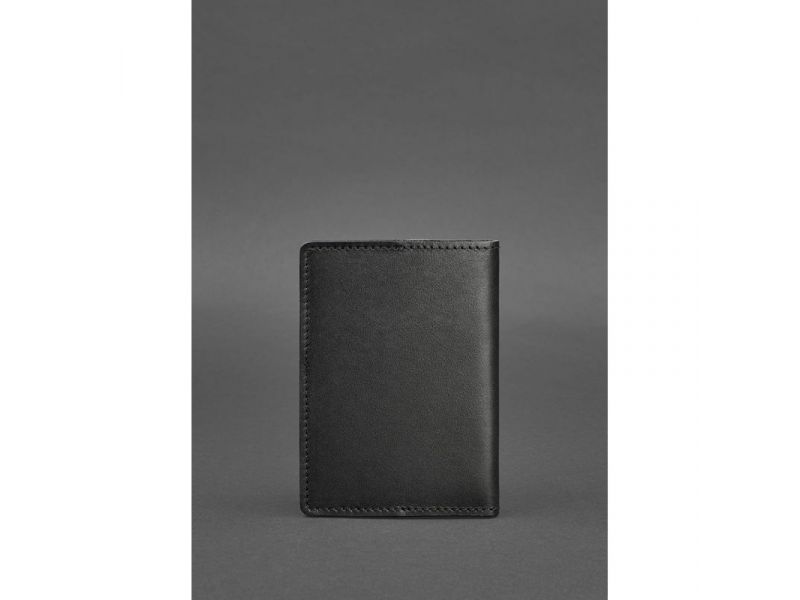 Кожаная обложка для паспорта и военного билета 1.3 черная Краст, фото 4