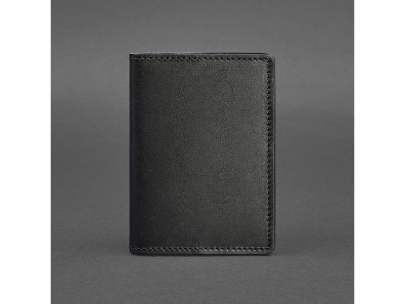 Кожаная обложка для паспорта и военного билета 1.3 черная Краст, фото 5