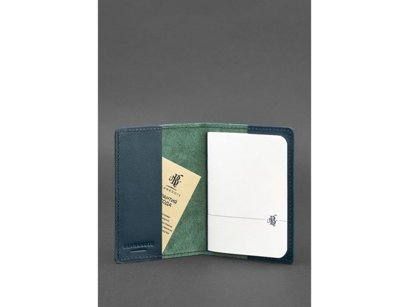 Кожаная обложка для паспорта и военного билета 1.3 зеленая, фото 2