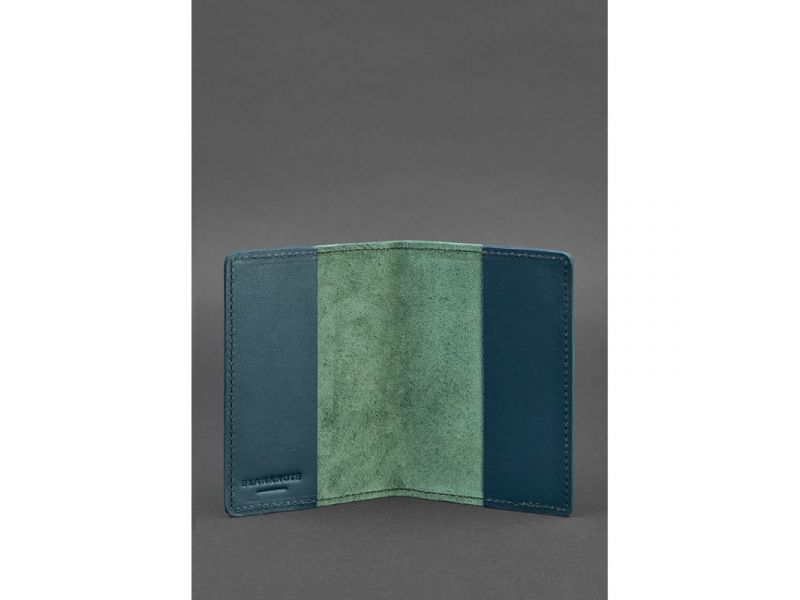 Кожаная обложка для паспорта и военного билета 1.3 зеленая, фото 3