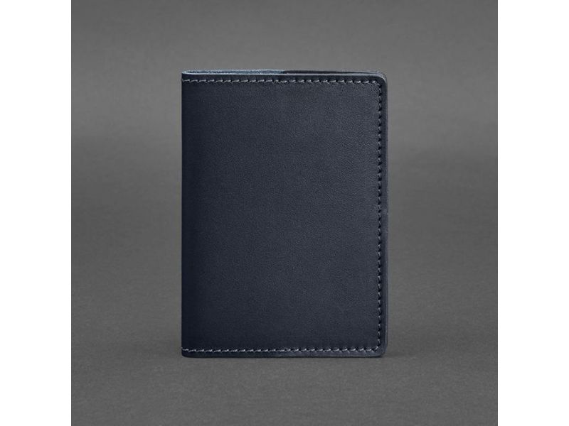 Кожаная обложка для паспорта и военного билета 1.3 темно-синяя, фото 5
