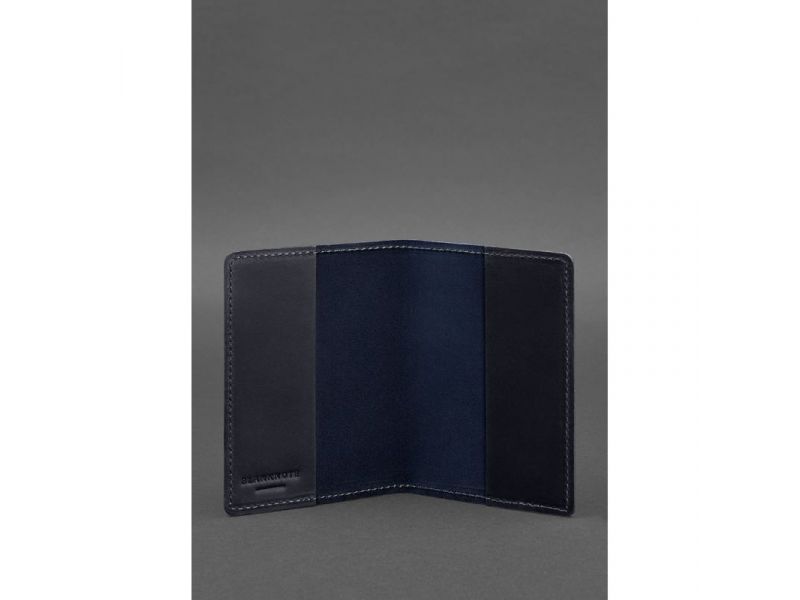 Кожаная обложка для паспорта и военного билета 1.3 синяя Crazy Horse, фото 3