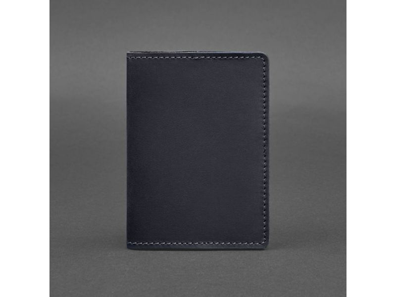 Кожаная обложка для паспорта и военного билета 1.3 синяя Crazy Horse, фото 5