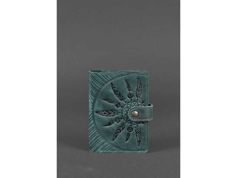 Женская кожаная обложка для паспорта 3.0 Инди зеленая, фото 1