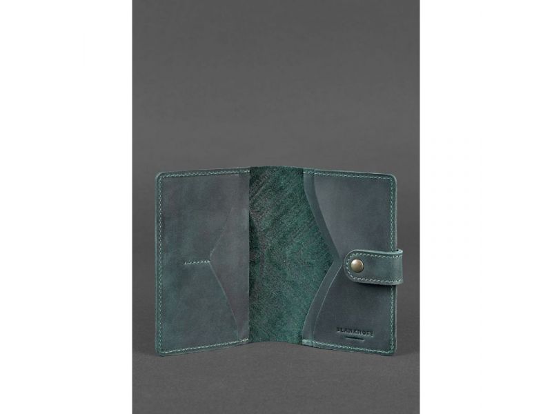 Женская кожаная обложка для паспорта 3.0 Инди зеленая, фото 3
