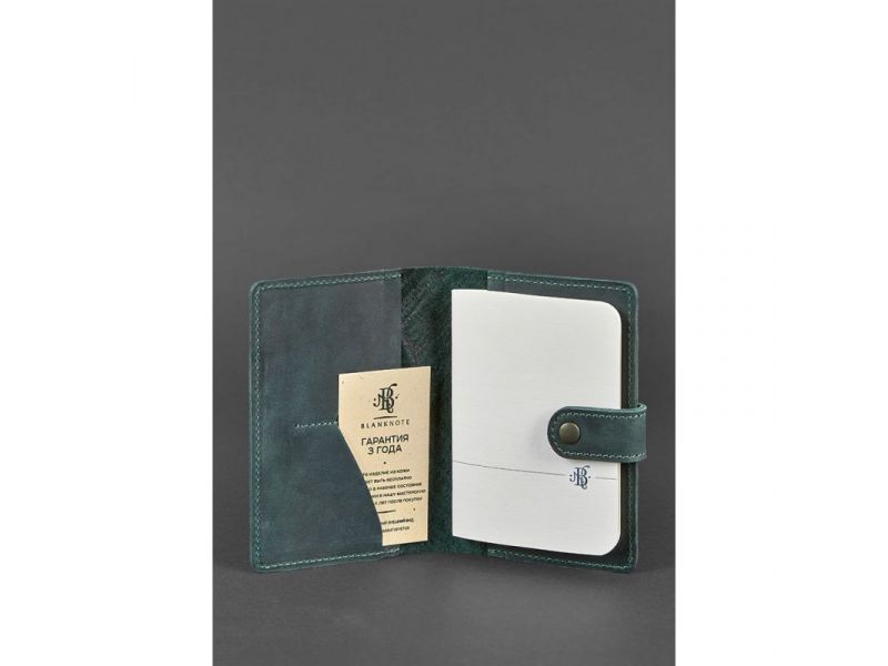 Женская кожаная обложка для паспорта 3.0 Инди зеленая, фото 2