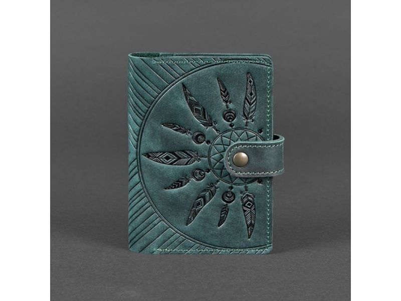 Женская кожаная обложка для паспорта 3.0 Инди зеленая, фото 5