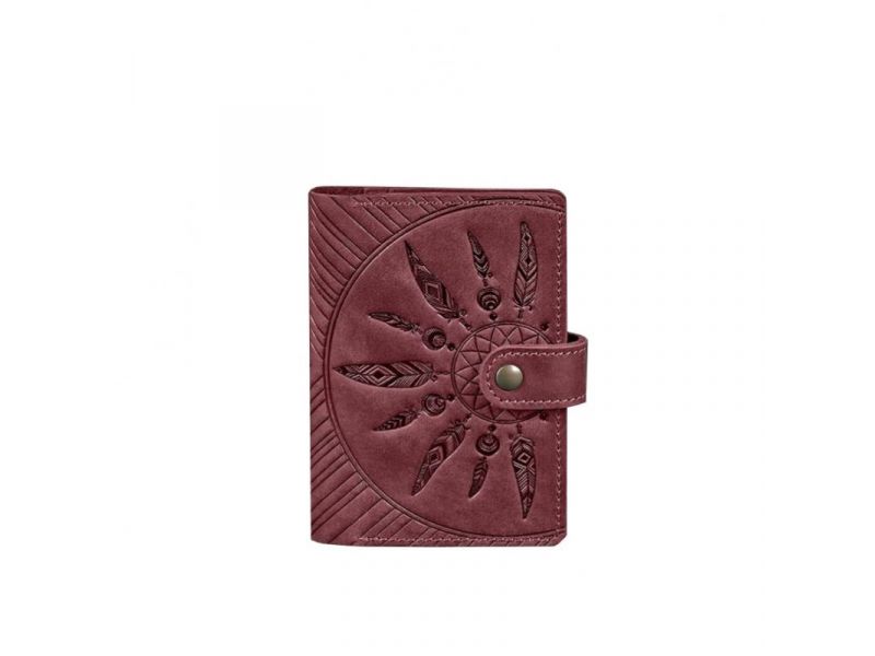 Женская кожаная обложка для паспорта 3.0 Инди бордовая, фото 6