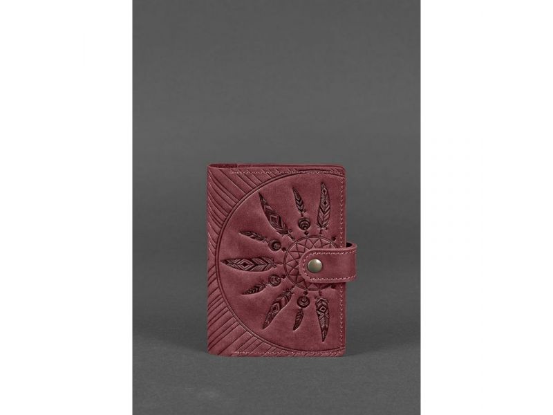 Женская кожаная обложка для паспорта 3.0 Инди бордовая, фото 1