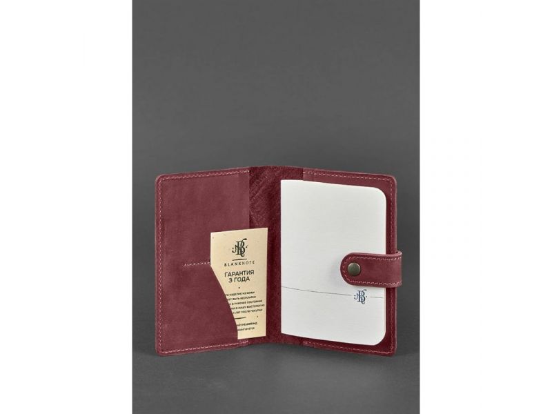 Женская кожаная обложка для паспорта 3.0 Инди бордовая, фото 2
