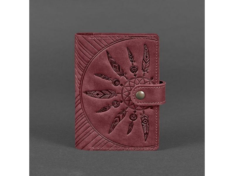 Женская кожаная обложка для паспорта 3.0 Инди бордовая, фото 5