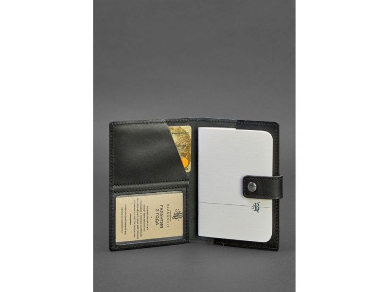 Кожаная обложка для паспорта 5.0 (с окошком) черная, фото 2