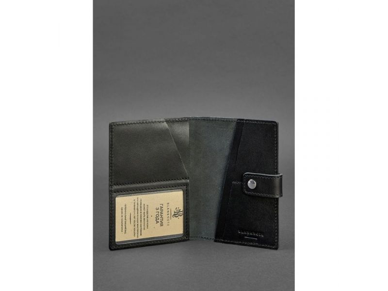 Кожаная обложка для паспорта 5.0 (с окошком) черная, фото 3