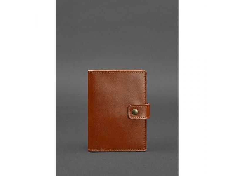 Кожаная обложка для паспорта 5.0 (с окошком) светло-коричневая, фото 1