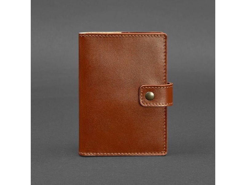 Кожаная обложка для паспорта 5.0 (с окошком) светло-коричневая, фото 5