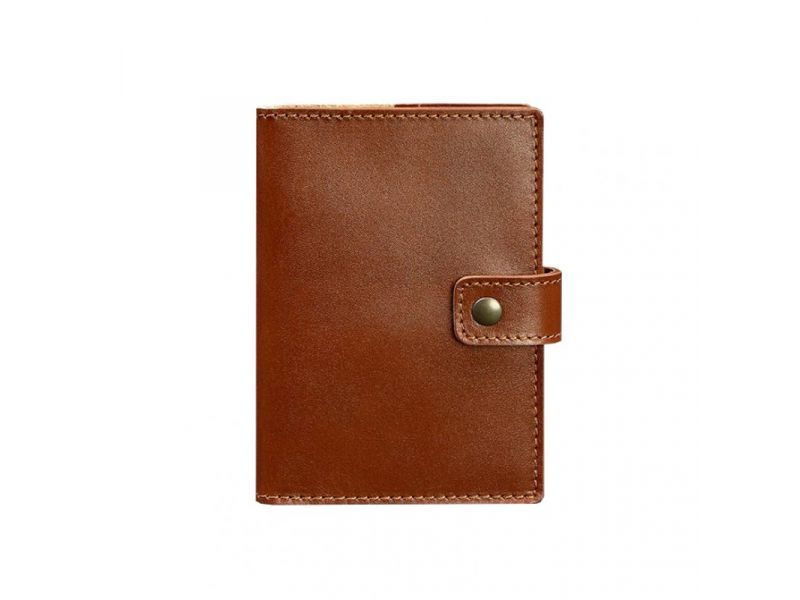 Кожаная обложка для паспорта 5.0 (с окошком) светло-коричневая, фото 6