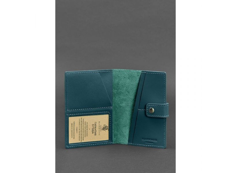 Кожаная обложка для паспорта 5.0 (с окошком) зеленая, фото 3