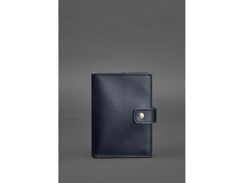 Кожаная обложка для паспорта 5.0 (с окошком) темно-синяя Краст, фото 1