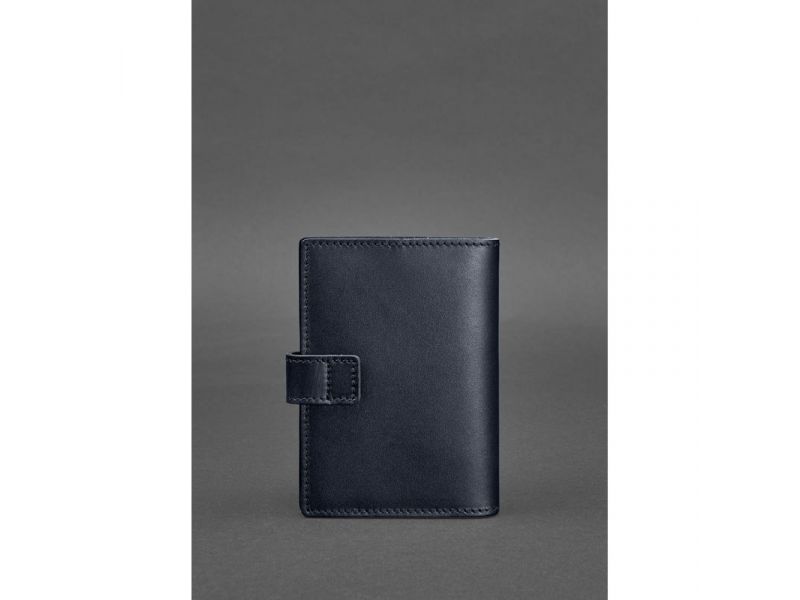 Кожаная обложка для паспорта 5.0 (с окошком) темно-синяя Краст, фото 4