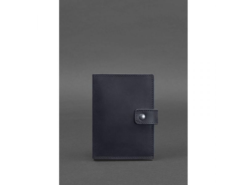 Кожаная обложка для паспорта 5.0 (с окошком) темно-синяя Crazy Horse, фото 1