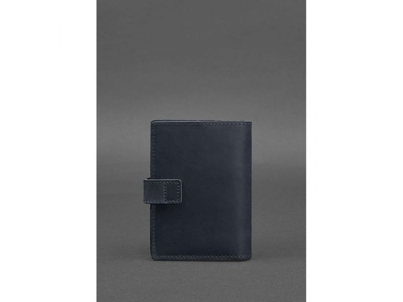 Кожаная обложка для паспорта 5.0 (с окошком) темно-синяя Crazy Horse, фото 4