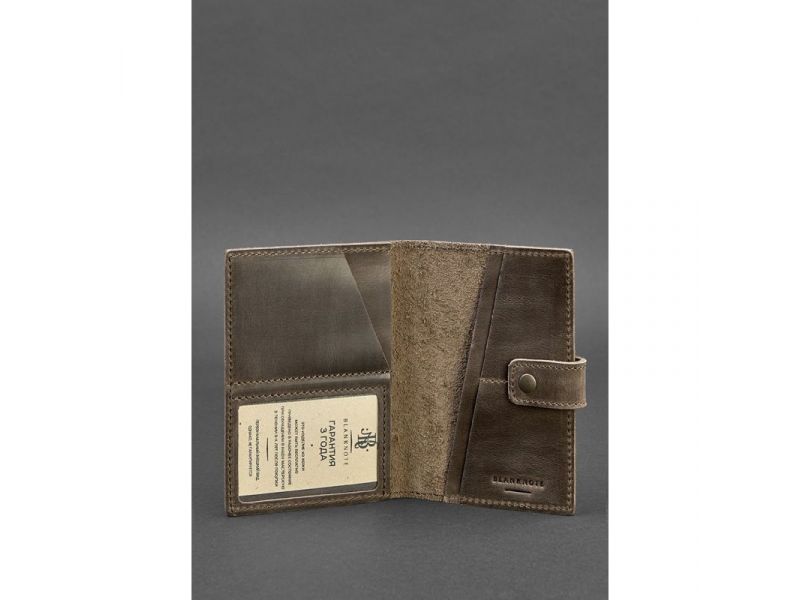 Кожаная обложка для паспорта 5.0 (с окошком) темно-коричневый Crazy Horse, фото 3