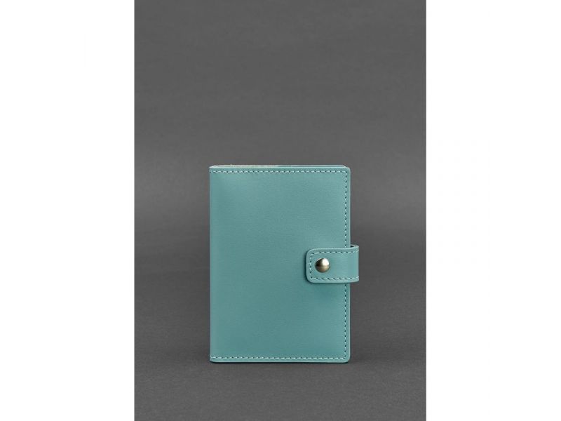 Кожаная обложка для паспорта 5.0 (с окошком) бирюзовая, фото 1