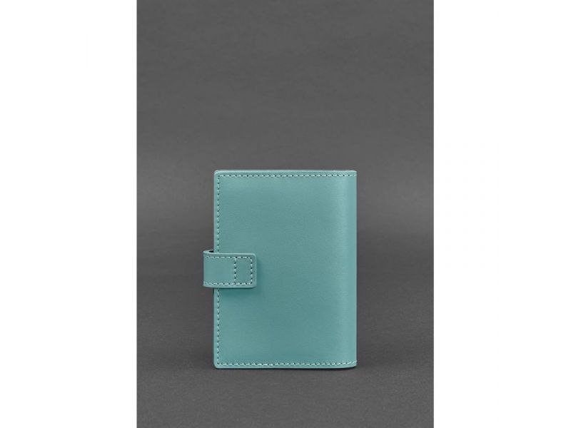 Кожаная обложка для паспорта 5.0 (с окошком) бирюзовая, фото 4