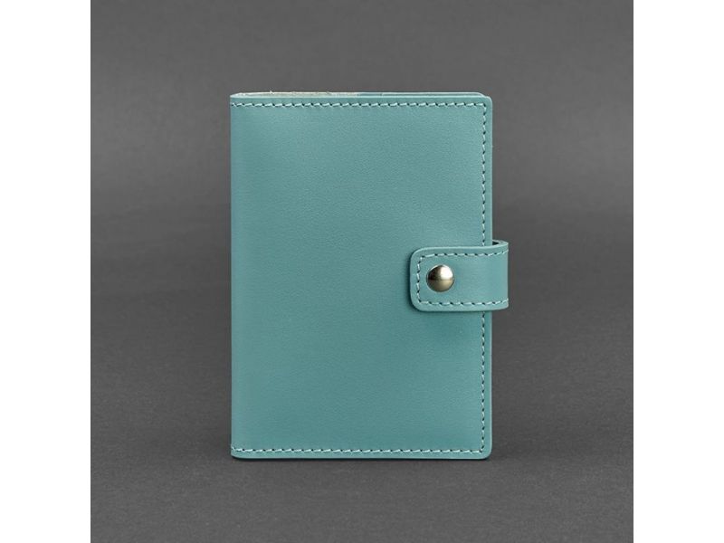 Кожаная обложка для паспорта 5.0 (с окошком) бирюзовая, фото 5
